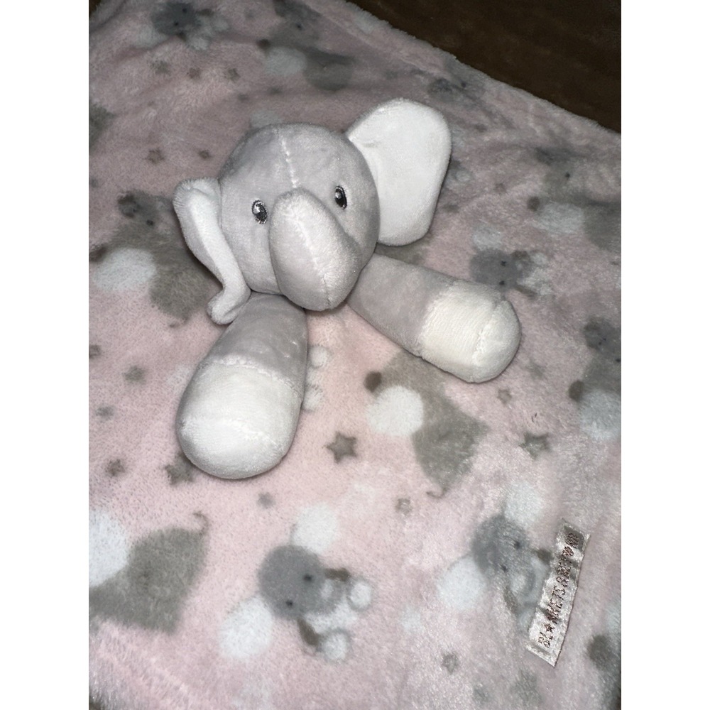 Blankets And Beyond Lovey Elephants Pink Gray Soft Security Blanket Fleece